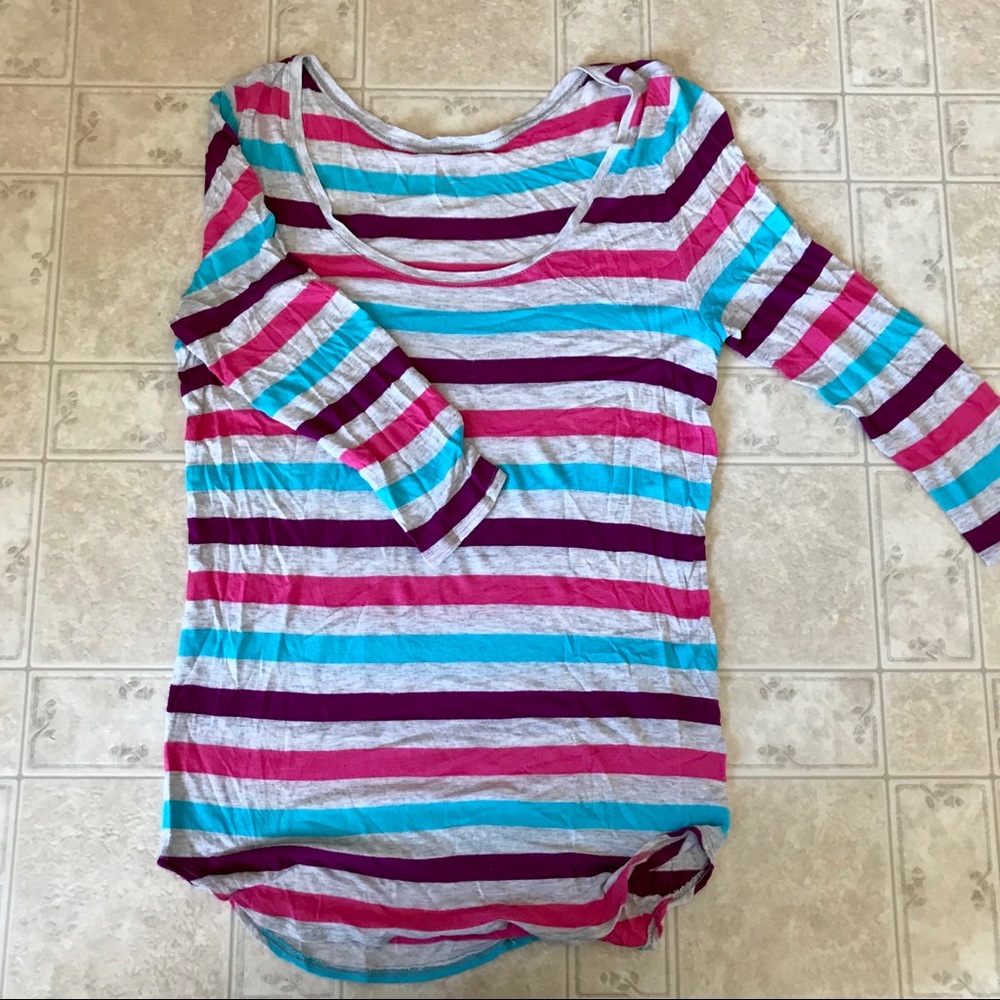 Three Dots striped tissue tee, size M